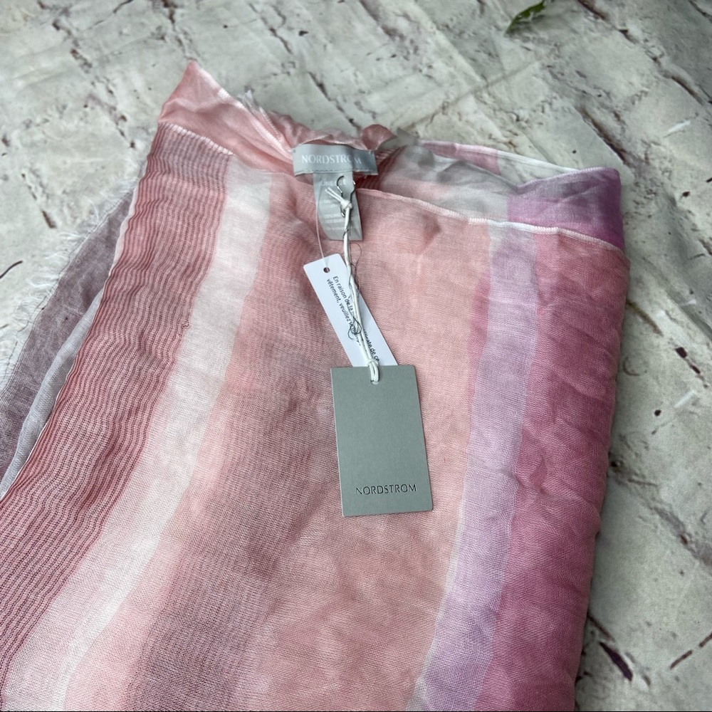 Nordstrom Pink Combo Royal Plaid Sheer Silk Scarf - Picture 2 of 4